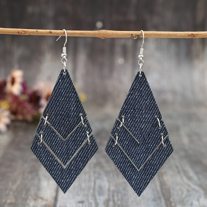 Wholesale geometric patchwork multi-layer fashion earrings