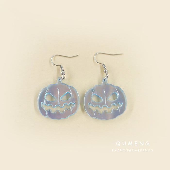 Wholesale Halloween Color Laser Skull Ghost Pumpkin Acrylic Printing Earrings JDC-ES-QingM004