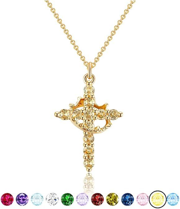 Wholesale Cross Crown Rotating Necklace Versatile Light Luxury High End Necklace Zircon Clavicle Chain