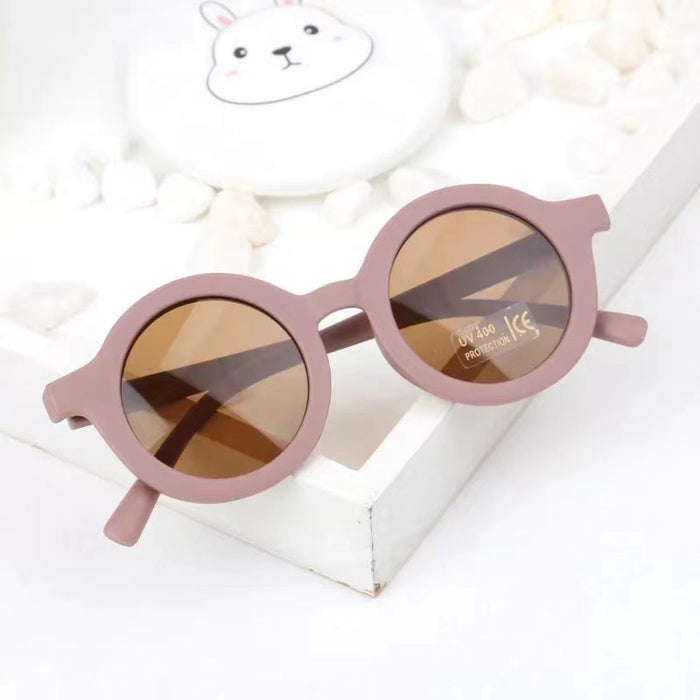 Wholesale Baby sunglasses matte children's sunglasses trendy round frame retro mocha mirror