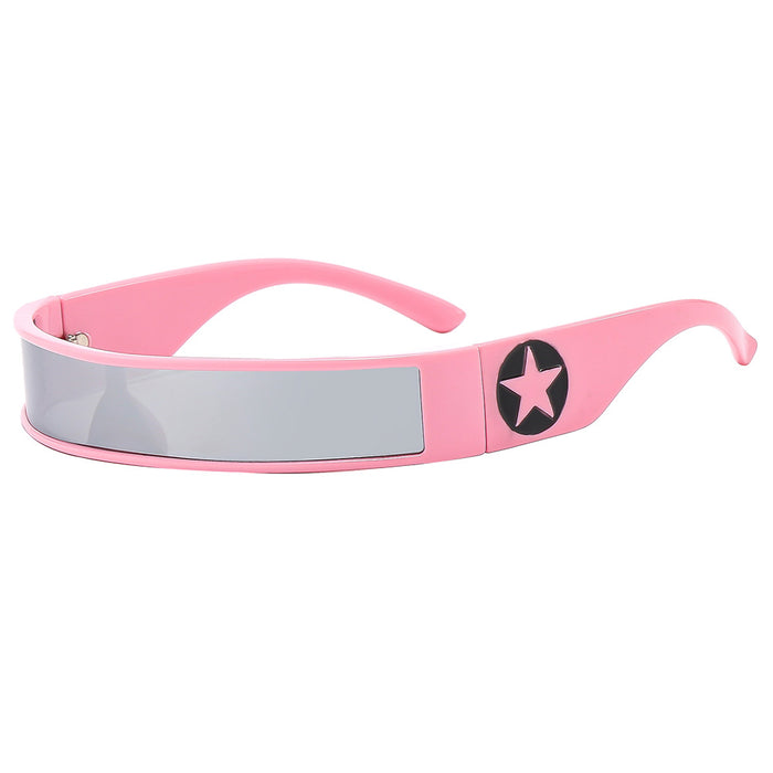Wholesale Cyberpunk five-pointed star technology riding one-piece  future sense niche  hot girl sunglasses