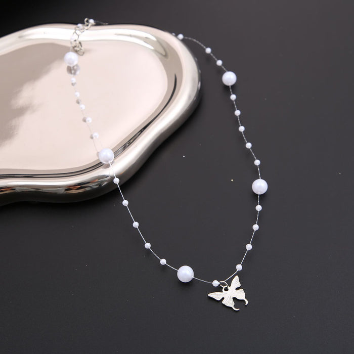 Wholesale Pearl butterfly necklace for women, light luxury, niche design, high-end collarbone chain, new necklace