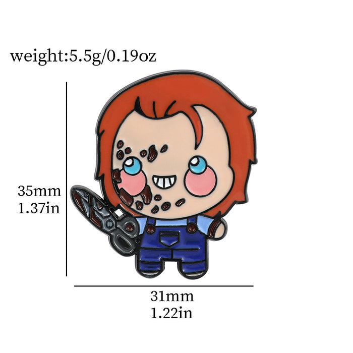 Wholesale  Brooch Cartoon Funny Skull Scream Chainsaw Horror Clown Metal Badge