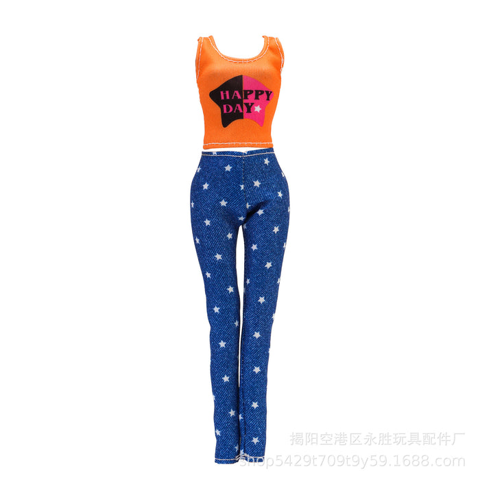 Wholesale doll versatile  travel variety of striped shirt jeans toy accessories