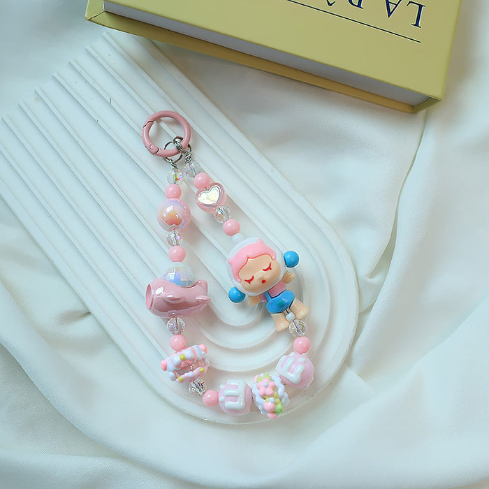 Wholesale Beaded Mobile Phone Chain Bag Pendant Girl Heart Cute Blind Bag Student Backpack Pendant