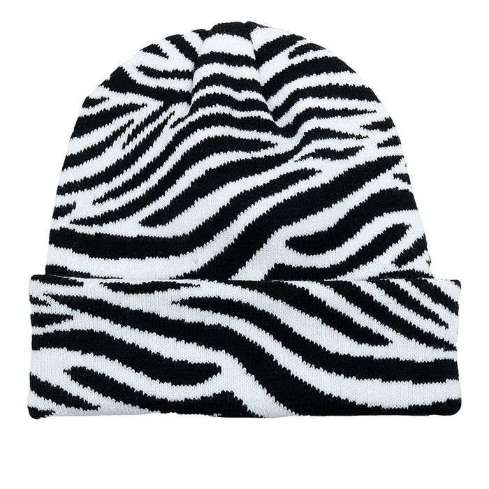 Wholesale Cow Leopard Print Jacquard Acrylic Wool Knitted Hat JDC-FH-HaiPu012