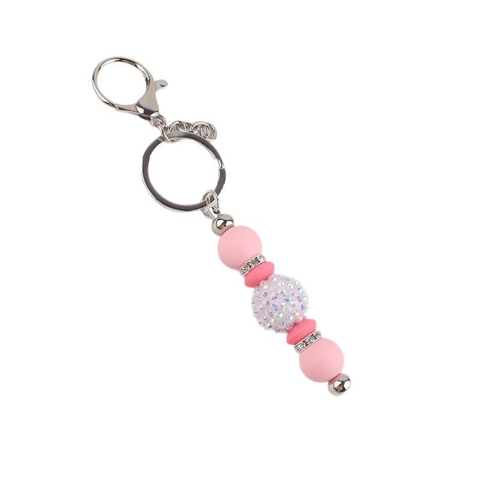 Wholesale Bling Bead Tassel Keychain Personalized Pendant Key Ring Bag Pendant Pendant Silicone Keychain