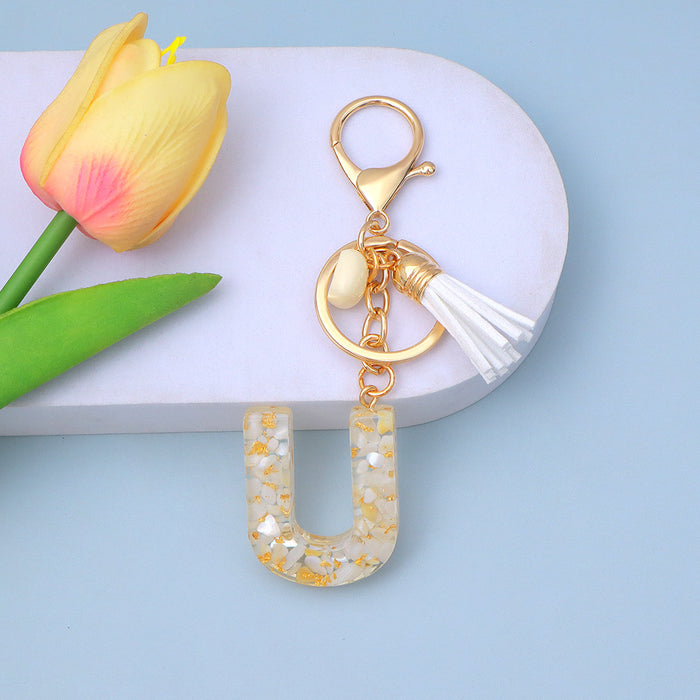 Wholesale New Gold Foil Drop Glue Letter Pendant Keychain Girl Bag Pendant Girlfriend Gift