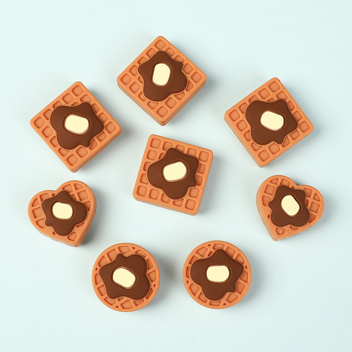 Wholesale 20pcs Simulation biscuit silicone beads European and American bracelet jewelry loose beads vanilla flavor silicone beads DIY beads