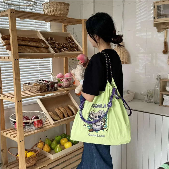 Wholesale Embroidered Eco-Friendly Shopping Bag Nylon Cartoon Handbag Women' s Crossbody Shoulder Bag