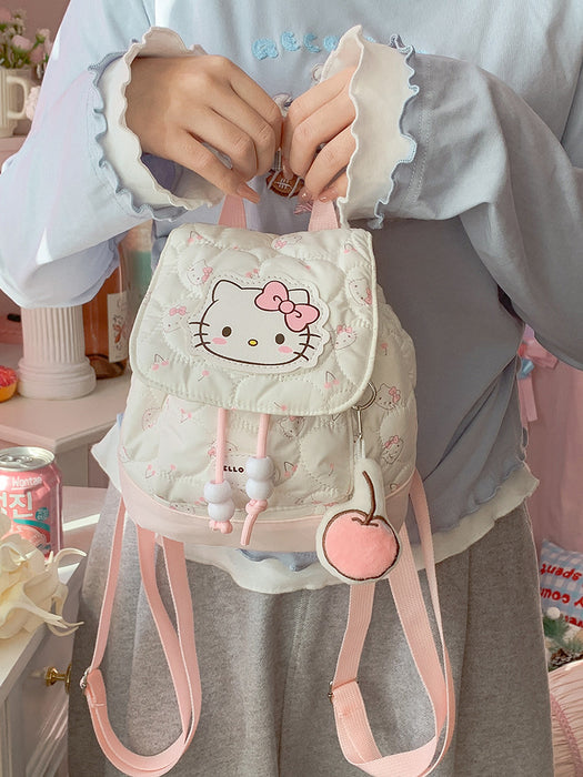 Wholesale Sweet and cute bow-knot cat print flap backpack