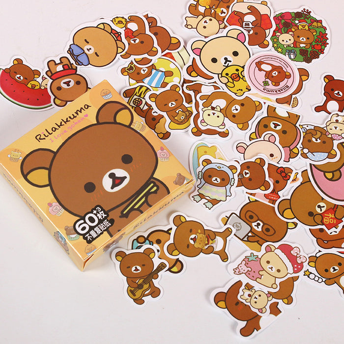 Wholesale Cute Bear Sticker Pack 60Pcs Waterproof DIY Decorative Stickers For Kids Party Trendy Home Decor Gift Craft Supply