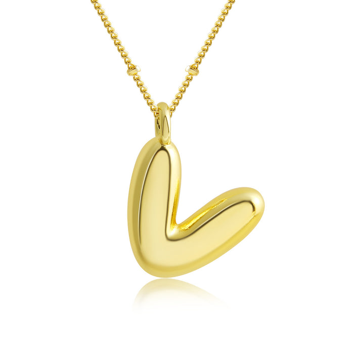 Wholesale Bubble Polished Letter Pendant Copper Necklace JDC-NE-BaiTian012