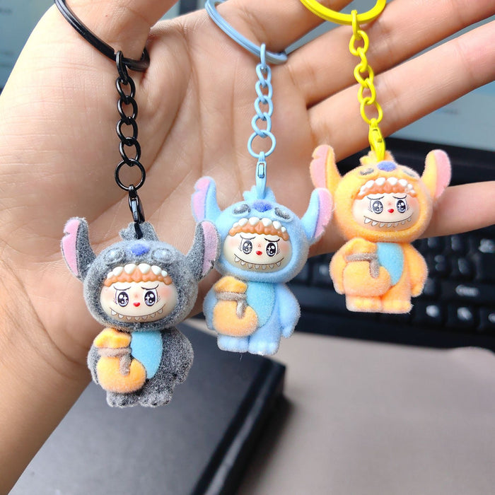 Wholesale Cute Flocking Cloth Bear Series Keychain Small Pendant Couple School Bag Pendant Accessories Creative Small Gifts