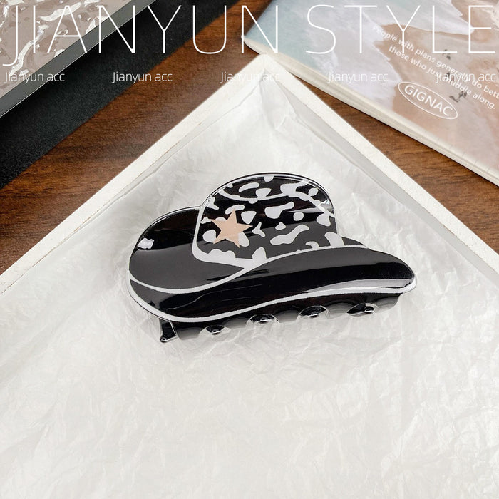 Wholesale Western Style Cowboy Hat Clip Retro Imitation Acetate Elegant Fashion Temperament Hair Accessory High-End Headwear