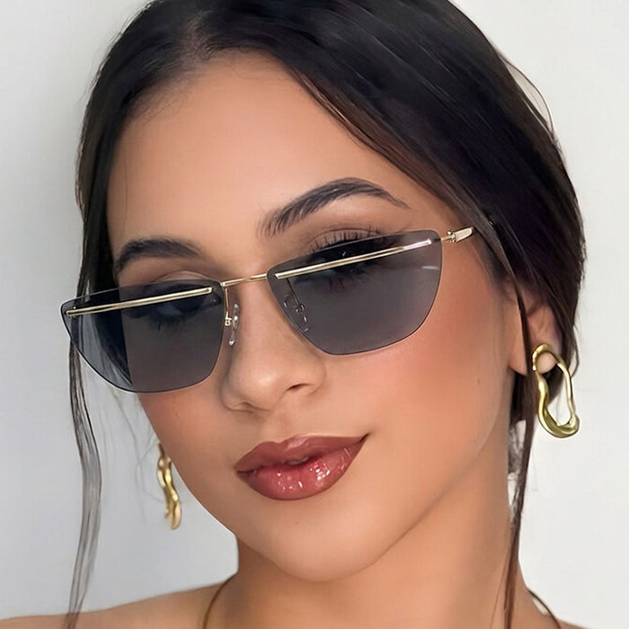 Wholesale Street Style Frameless Metal Sunglasses for Women UV400 Everyday Fashion Accessory