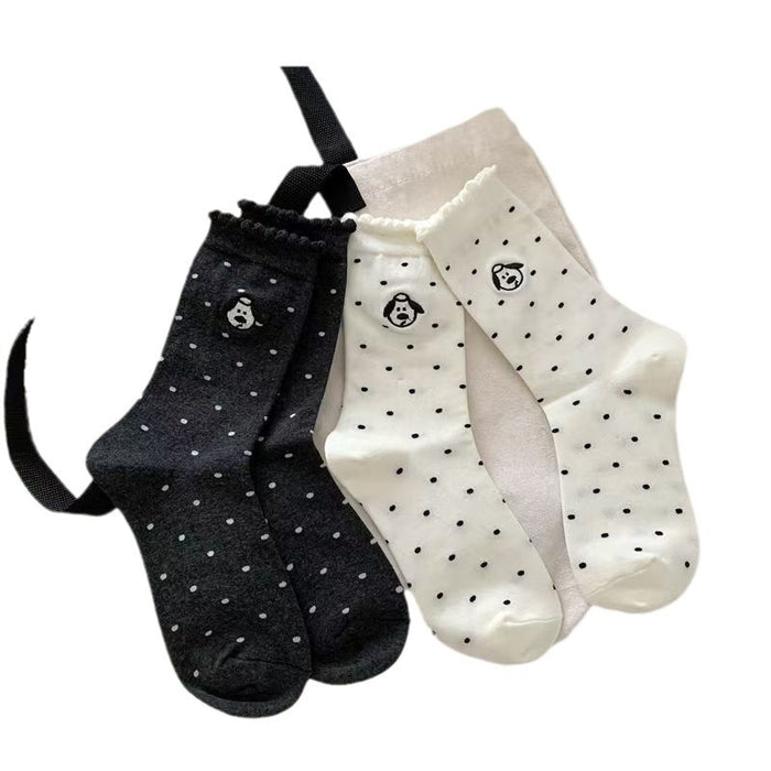 Wholesale Cartoon cute little dog polka dot midsole socks midsole versatile