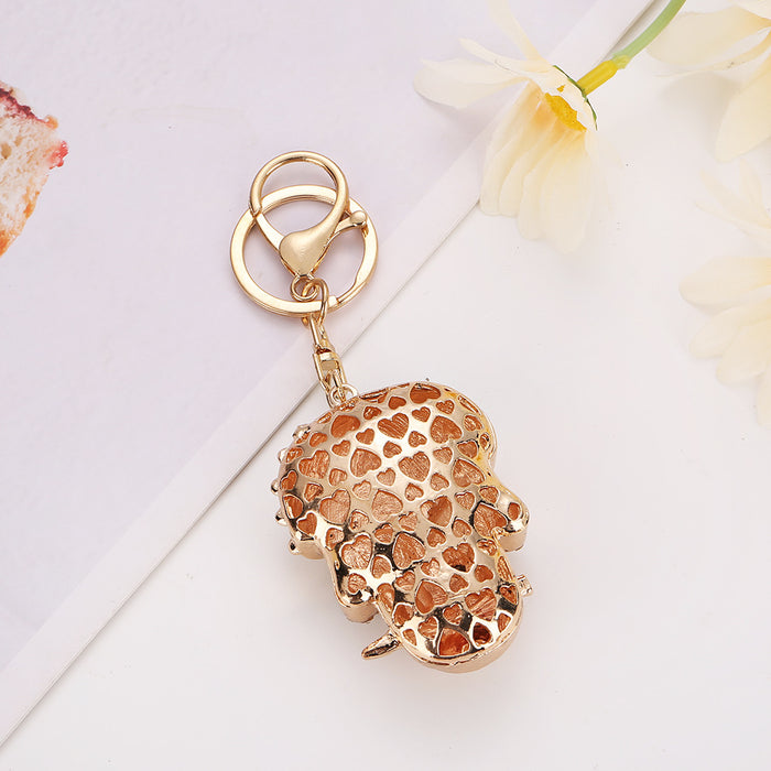 Wholesale Diamond-encrusted Halloween skull keychain alloy skull