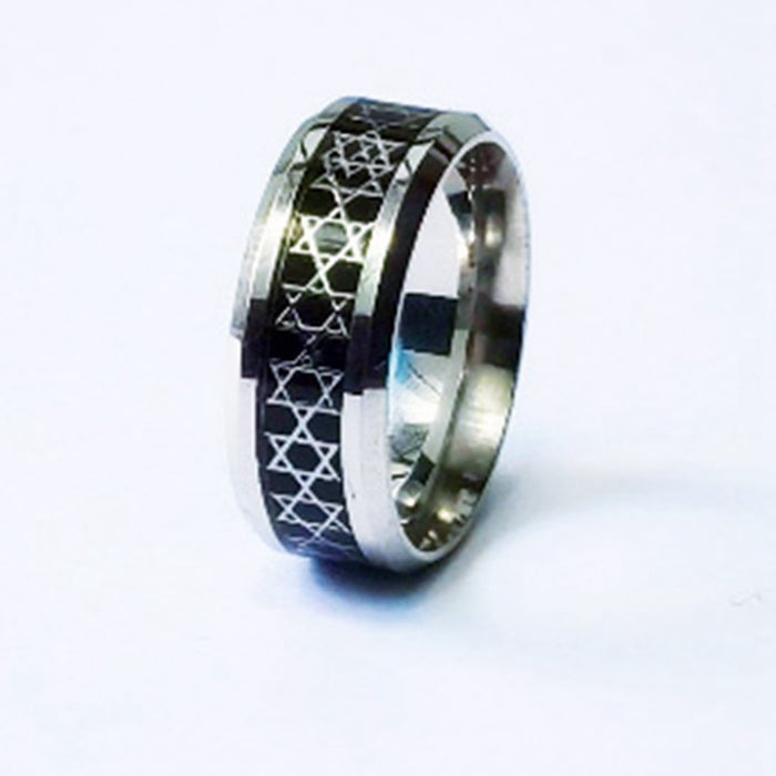 Wholesale Hollow Five-pointed Star Titanium Steel Ring JDC-RS-YuYuan012