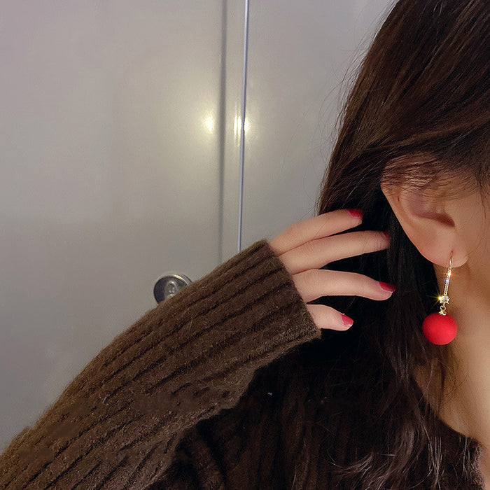 Wholesale S925 Silver Needle Red Bell Earrings Red Earrings Women Jewelry