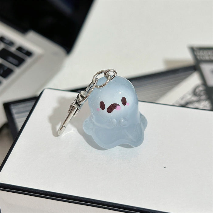 Wholesale  Glow in the Dark Resin Ghost Keychain Spooky Bag Charm MOQ≥2