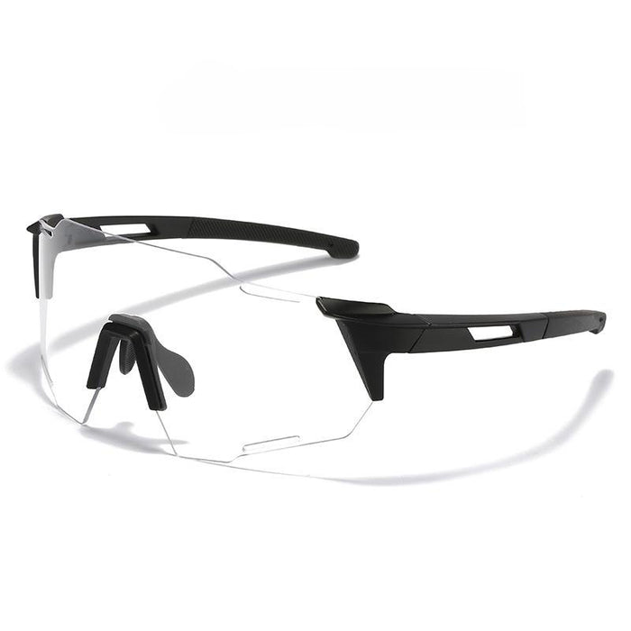 Wholesale Cycling glasses, white frame, transparent sheet, large frame, outdoor color changing sunglasses, running UV, myopia ink