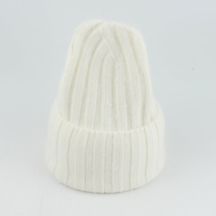 Wholesale Knitted striped rolled edge warm hat without brim