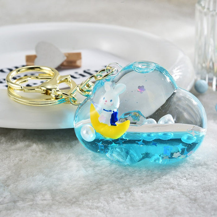 Wholesale Cloud and Sand Pendant Moon Rabbit Keychain