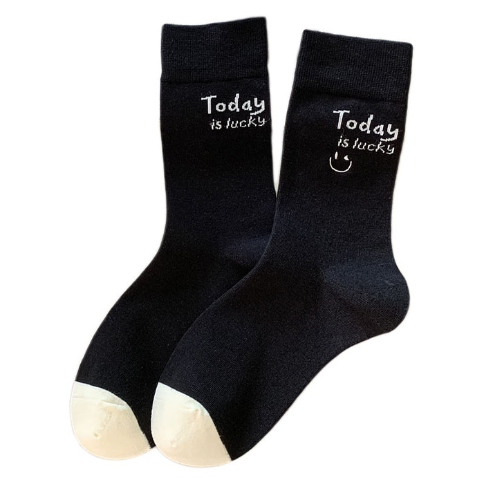 Wholesale Socks, tube socks, thin, versatile, personalized, embroidered, smiling face, letter stacking socks