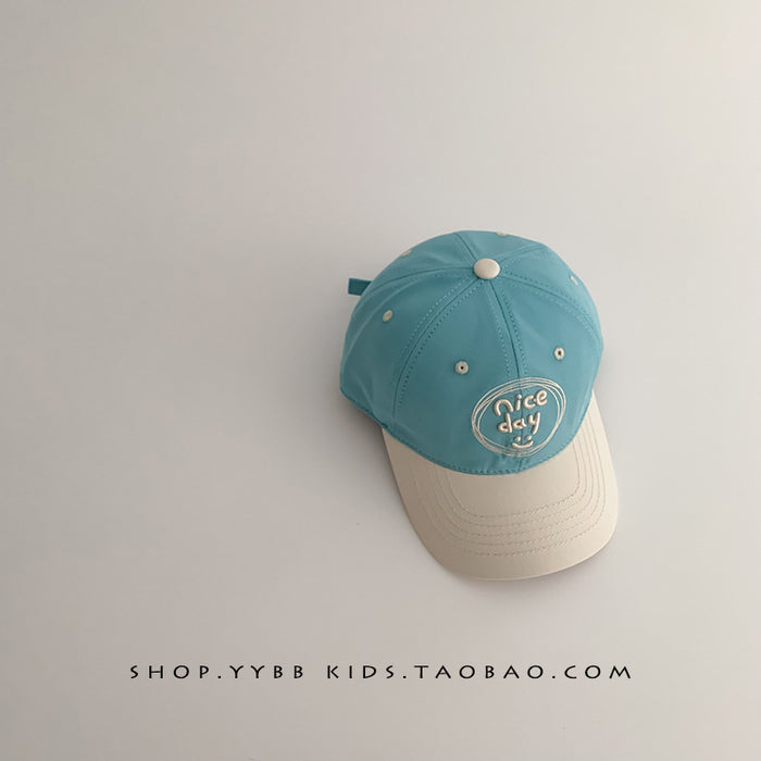 Wholesale Color blocked letter children's duck tongue hat, baby sun shading and sun protection versatile thin baseball cap