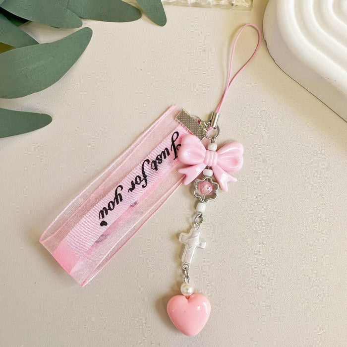Wholesale Sweet Girl Clear Ribbon Mobile Phone Chain Simple Card Book Hanging Gift Batch