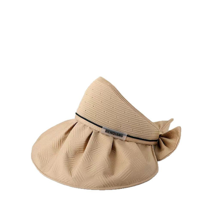 Wholesale New summer women's butterfly bow large eave hollow top hat UV resistant sun hat foldable outdoor hat