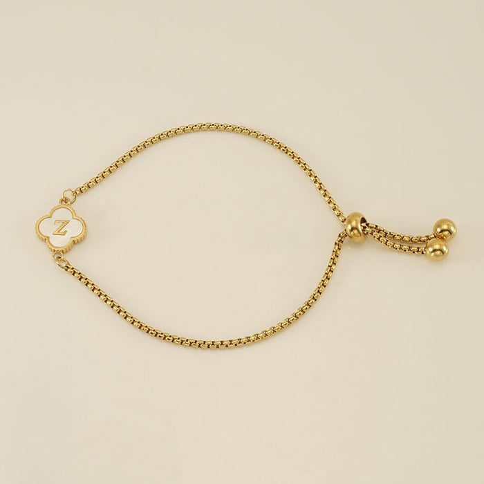 Wholesale Stainless Steel Seashell Four-Leaf Clover Letter Bracelet