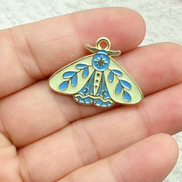 Wholesale 10pcs Colorful Alloy Butterfly and Moth DIY Bracelet Necklace Keychain Pendant