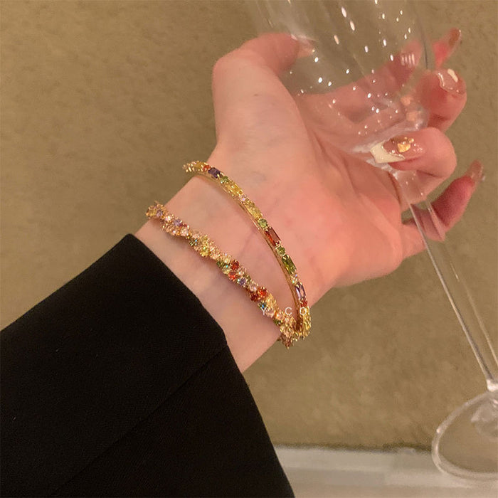 Wholesale Color Dopamine Zircon Bracelet Women's Design Fried Dough Twists Twist Bracelet Bracelet