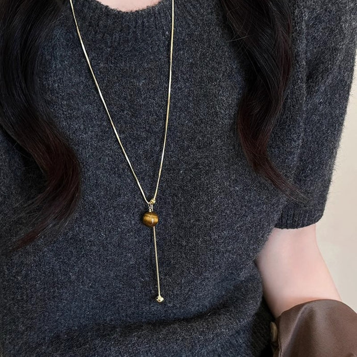 Wholesale  clavicle chain long sweater chain  retro personality necklace Gemstone Necklace