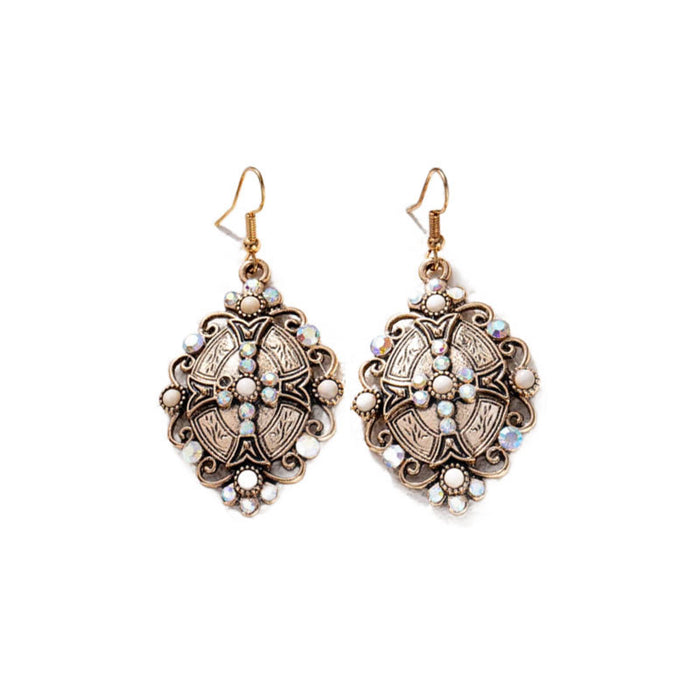 Wholesale Retro ethnic turquoise flower earrings