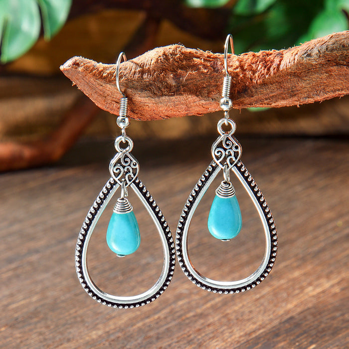 Wholesale 2pcs Bohemian Turquoise Retro Distinctive Earrings