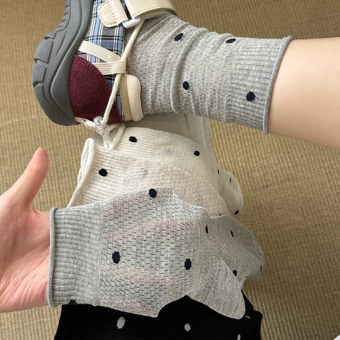 Wholesale Stacked socks, thin, breathable, solid color, polka dot, midsole, long socks, summer odor proof, sweat absorbing