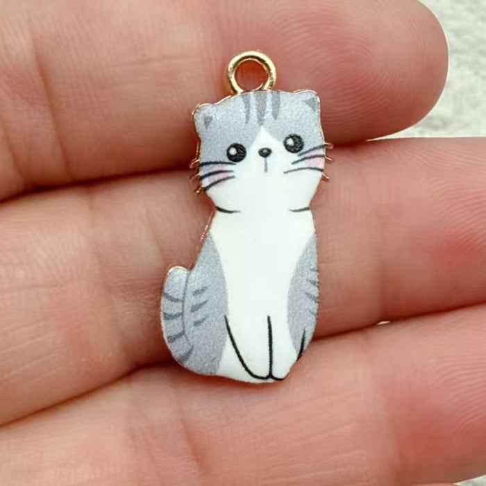 Wholesale 10pcs Cat pendant DIY handmade jewelry accessories,  alloy keychain charms,  necklace and earring accessories Pendant