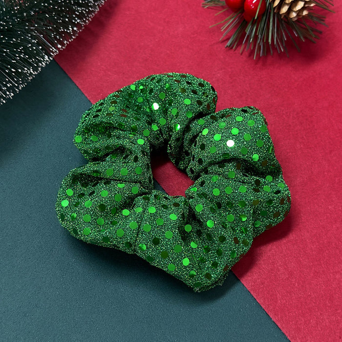 Wholesale Polka dot sequined mesh large intestine hairband high elastic ponytail female high-grade fabric headband Christmas hair accessories