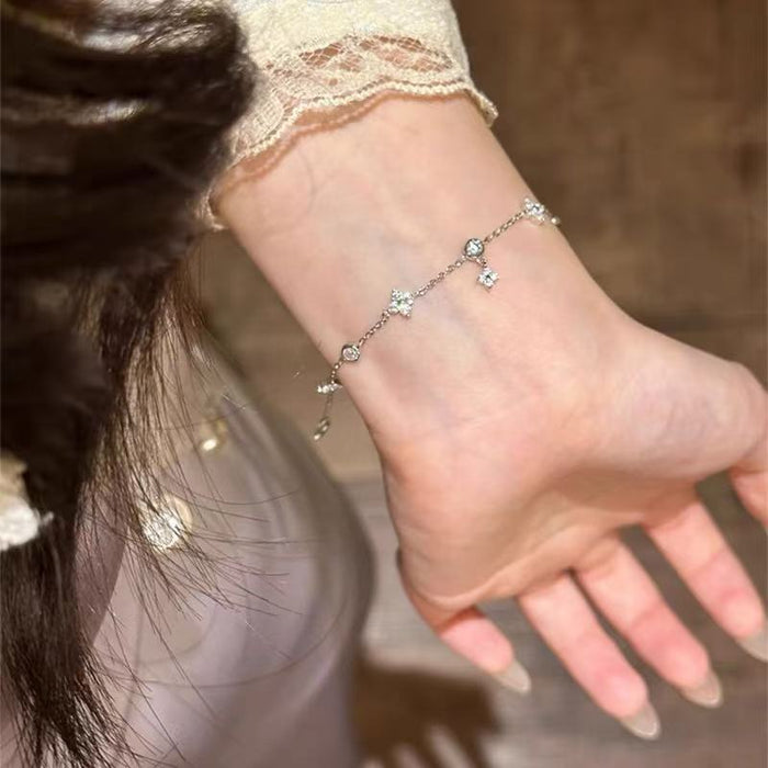 Wholesale S925 Silver Plated Four-leaf Clover Bracelet for Girls Hand Jewelry
