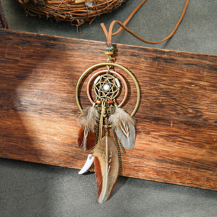 Wholesale Retro Bohemian Tassel Pendant Necklace Zinc Alloy Electroplated Geometric Pendant MOQ≥2