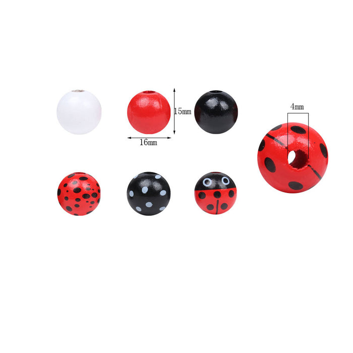 Wholesale 50PCS Ladybug Series Wooden Beads JDC-BDS-TianYue015