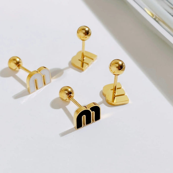 Wholesale Mini Stainless Steel Letter M Ear Bone Stud Earrings JDC-ES-Xuel002