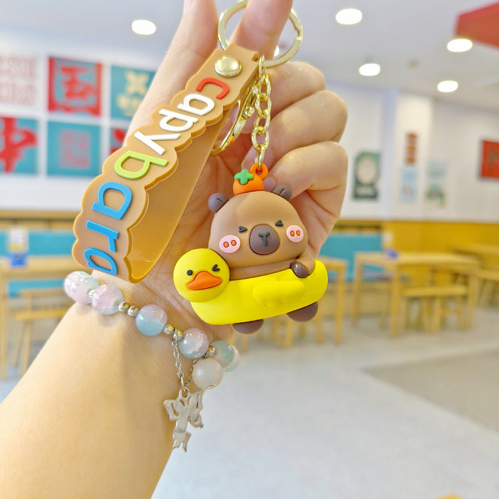Wholesale Cartoon Keychain Cute Capybara Doll School Bag Pendant Car Keychain Doll Machine Small Gift