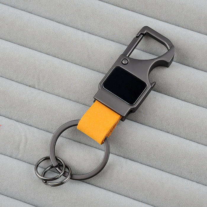 Wholesale Leather keychain multifunctional creative car keychain laser engraved metal pendant