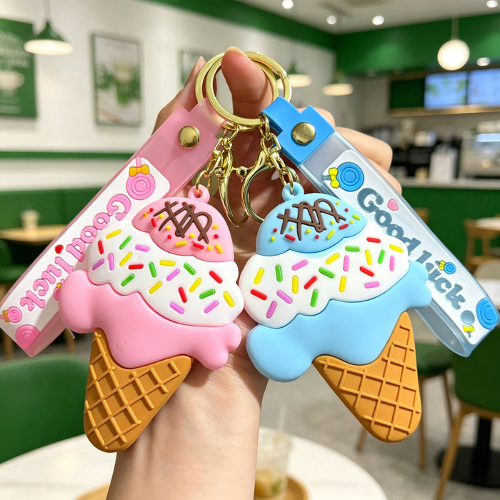 Wholesale Silicone PVC Cartoon Ice Cream Keychain Fashion Accessory Gift for Birthday Boutique Resale