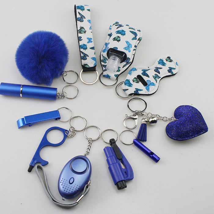 Wholesale Multifunctional Plush Diamond Heart 5-piece Keychain 12-piece Set JDC-KC-TouMS038