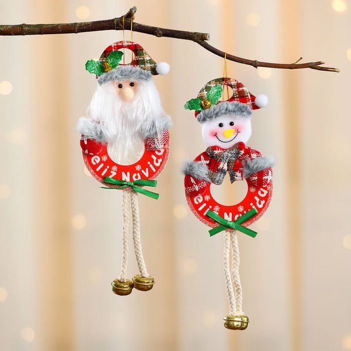 Wholesale Christmas doll small pendant board with bells Christmas tree pendant Christmas decoration supplies